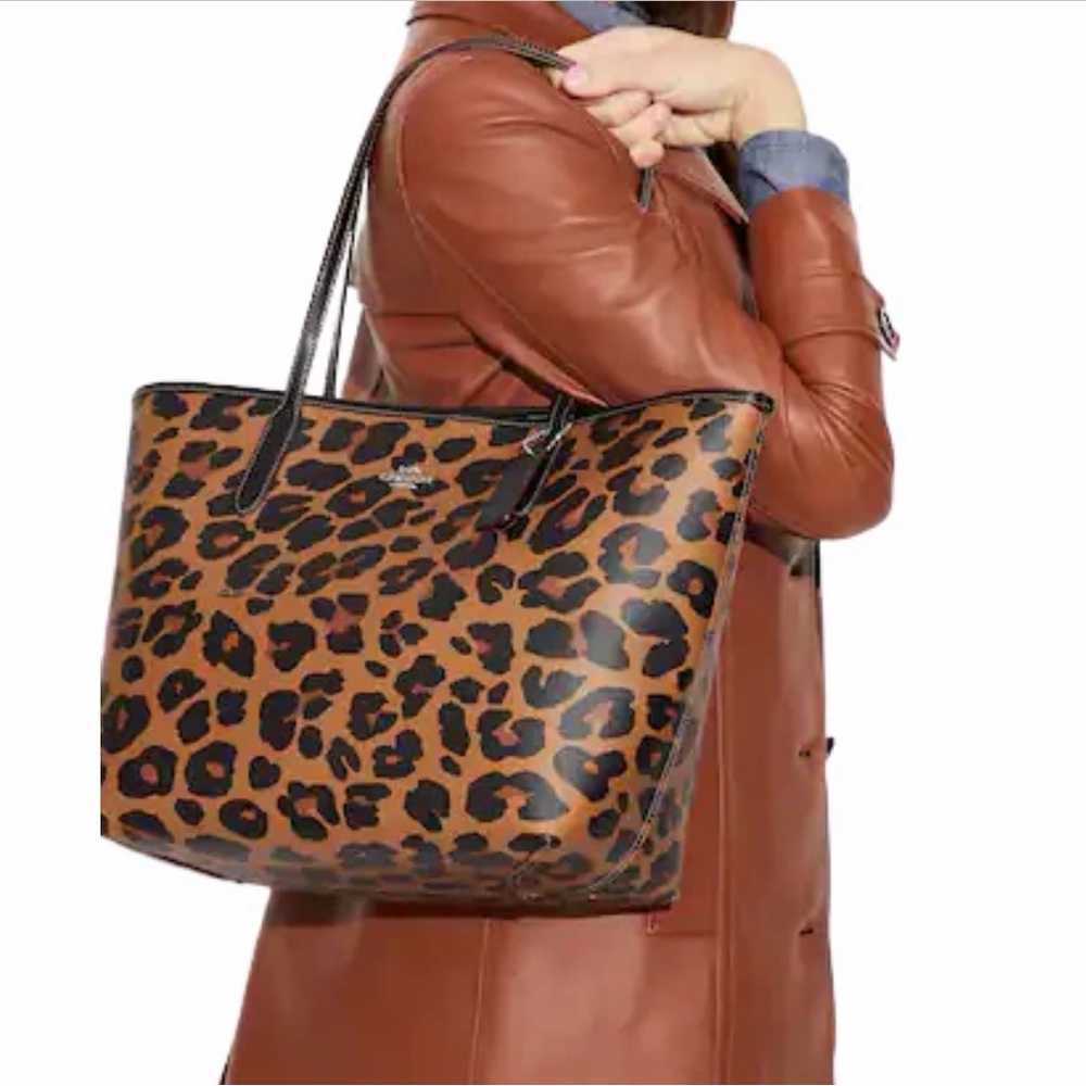 Coach Tan and Black Leopard Tote